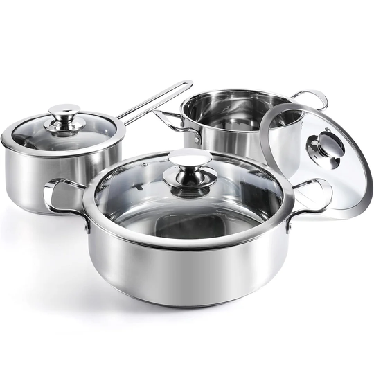 Belfry Kitchen Higuera 6 Piece Stainless Steel Non Stick Cookware Set