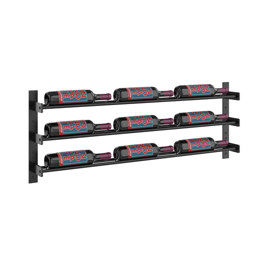 Evolution Series Wine Wall Rack 381Mm (9 Bottles, Matte Black Frames With Matte Black Rods)
