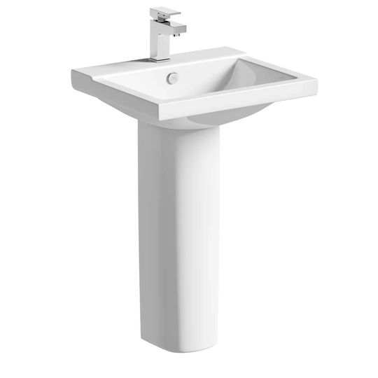 Virgella Ceramic Rectangular 565 mm Full Pedestal Basin
