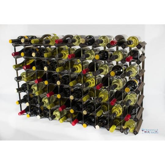Classic 70 bottle dark oak stained wood and galvanised metal wine rack ready assembled