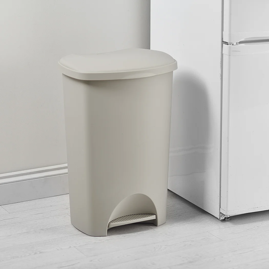 Addis 50 Litre Kitchen Utility Plastic Family Pedal Trash Waste Bin In Mushroom