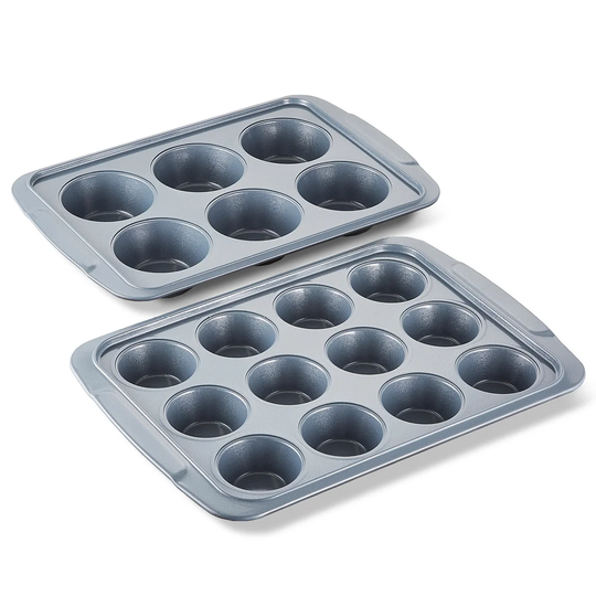 Tower Cerasure T843072 2 Piece Muffin Tray Set with Carbon Steel Construction, Graphite