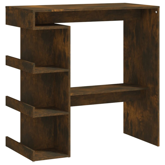 (smoked oak) vidaXL Bar Table with Storage Rack Brown Oak Chipboard Bistro Breakfast Table