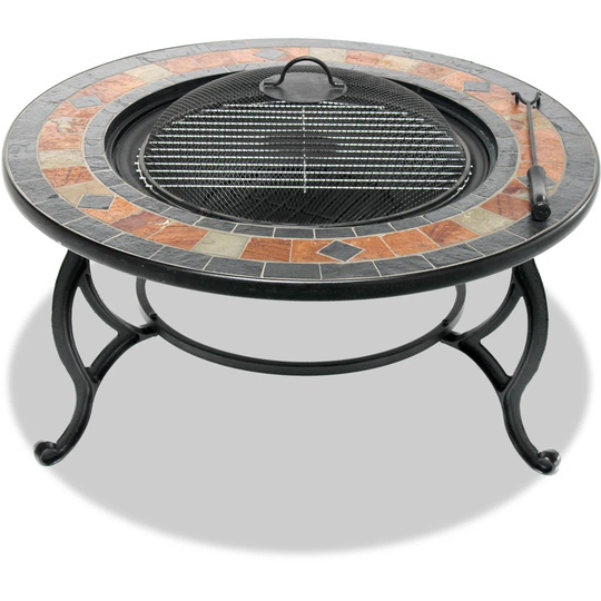 Hessle Lavish Garden & Patio Heater Fire Pit Brazier, Coffee Table, Barbecue And Ice Bucket With Slate Tiles