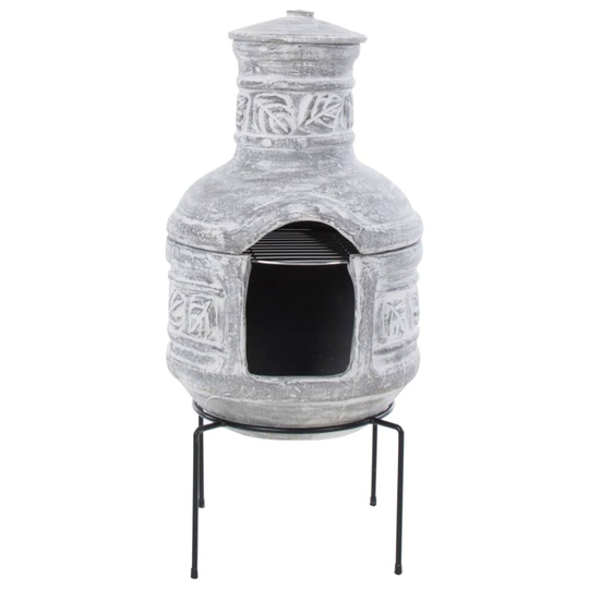 RedFire Fireplace with Grill Clay Light Grey Flame Heater Log Burner Outdoor