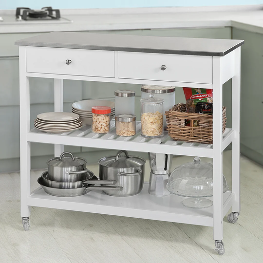 Blossom Kitchen Island with Stainless Steel Top