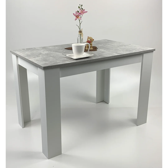 Concrete look dining table in white