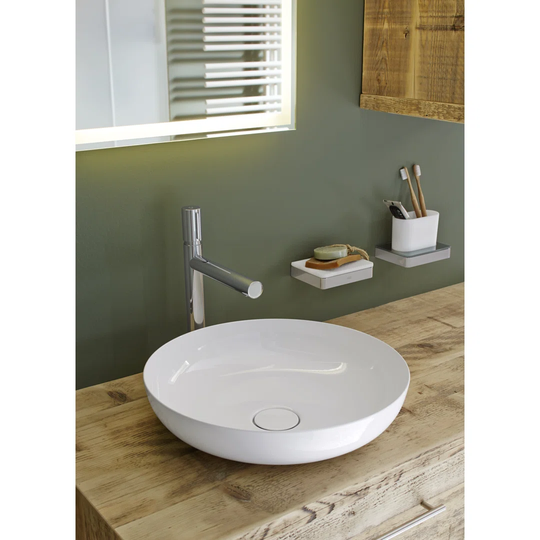Miena Beige Steel Enamel Circular Countertop Bathroom Sink