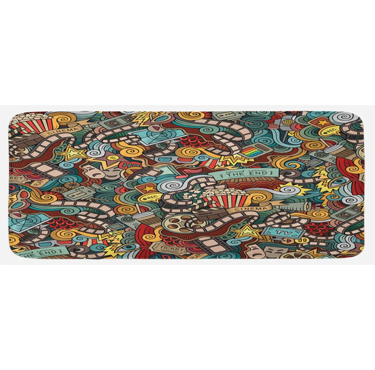 Kari Hipster Cinema Items Popcorn Kitchen Mat