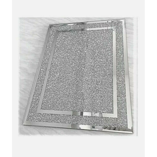 Crystal Crushed Diamond Chopping Board Silver Glass Worktop Place Mat