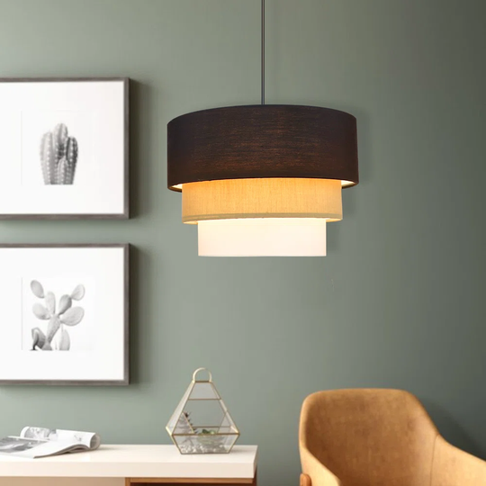Autra 1-Light Drum Tiered Pendant with Wrought Iron Accents