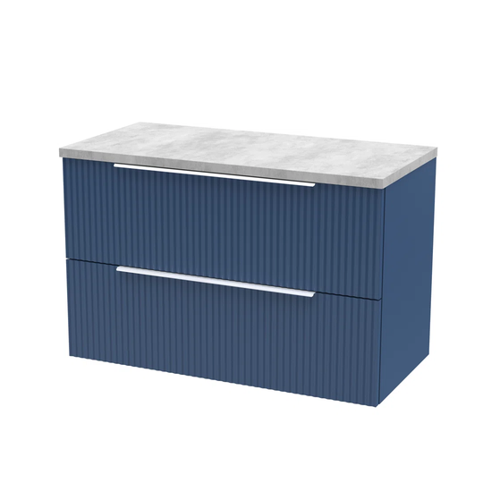 800Mm Wall Hung 2-Drawer Vanity in Blue