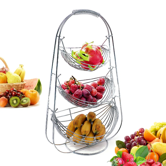 Three Layers Detachable Fruit Basket Large Capacity Kitchen Worktop Modern Storage Display Stand