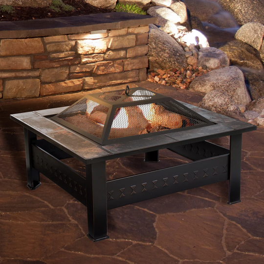46Cm H x 81Cm W Steel Wood Burning Outdoor Fire Pit Table