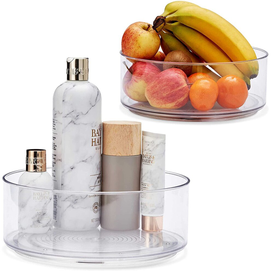 2 PCS Rotating Spice Jars Storage Holder - Condiment Containers for Fridge, Pantry & Cupboard - Space Saving Turntable Shelf Organiser