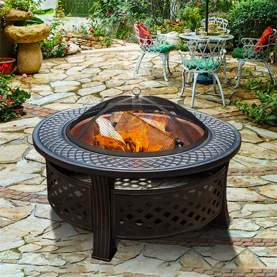 Bulle 45Cm H x 81Cm W Iron Wood Burning Outdoor Fire Pit with Lid