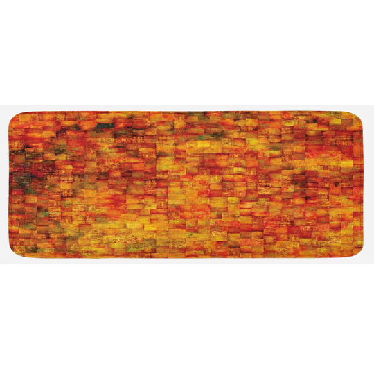 Livilla Burnt Orange Vintage Mosaic Grunge Kitchen Mat