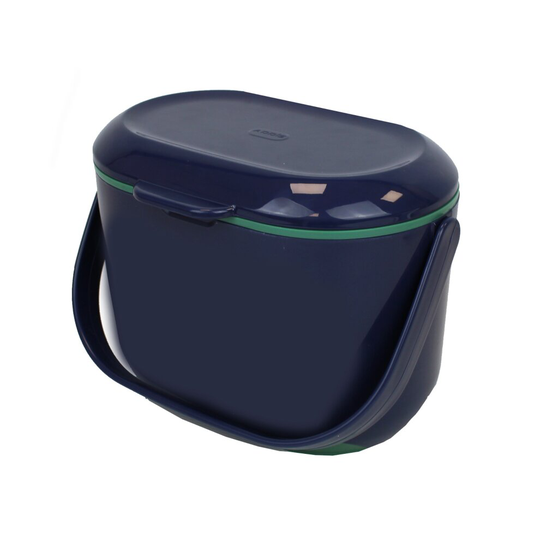 Addis 2.5 Litre Kitchen Caddy - Ink Blue & Sage Green - Food Waste Bin (2.5L)