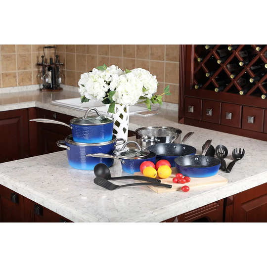 Blue Elephant 15 Pieces Aluminium Non Stick Cookware Set