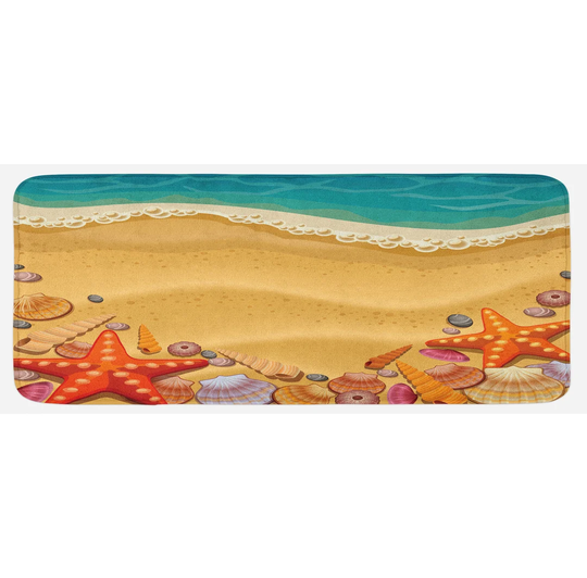 Seashells Kitchen Mat Seashell On Shore Cartoon