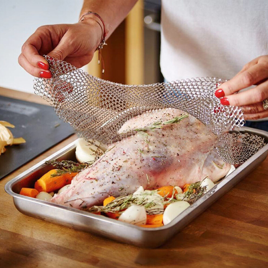 Stainless Steel Chainmail Baking Cover for Roast Beef Pork Lamb Vegetables Kitchen Tool Accessories