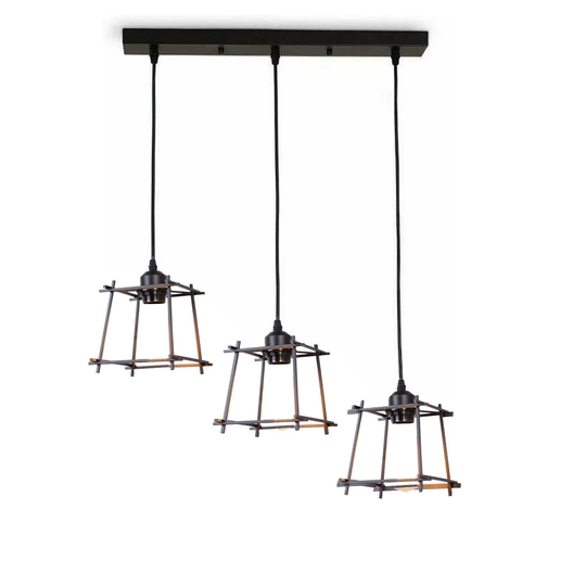 Barnwell 3-Light Kitchen Island Geometric Pendant with PVC Accents