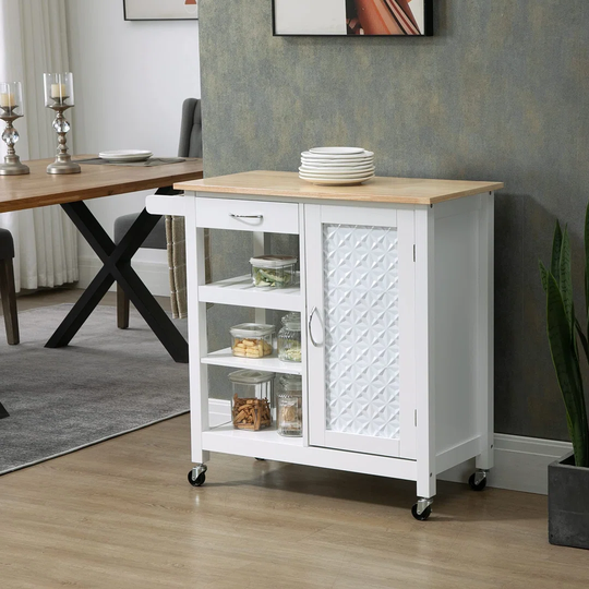 Shaniqua 92Cm Wide Rolling Kitchen Trolley