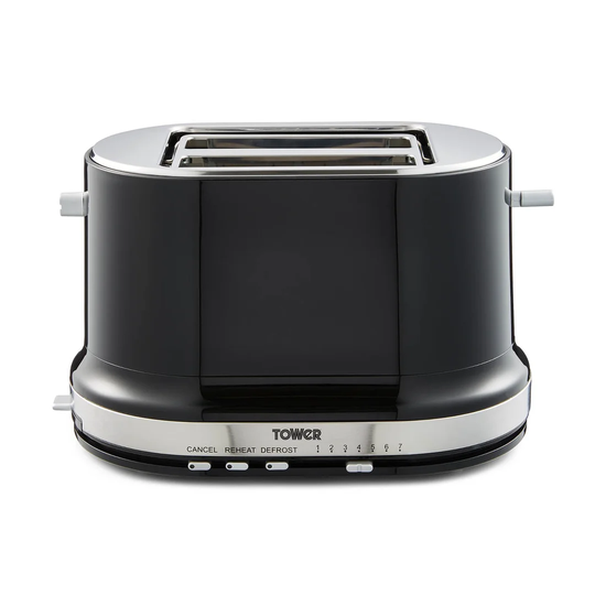 Tower T20043GRP Belle 2-Slice Toaster with 7 Browning Settings, Defrost/Reheat/Cancel, 800 W