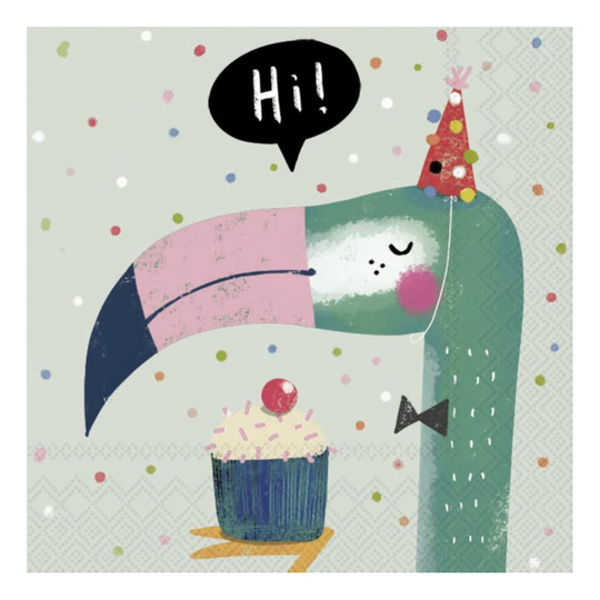 IHR Birthday Bird Cupcake Print Lunch Paper Napkins 20 Disposable 3-Ply