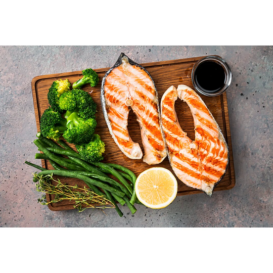 Grilled Salmon Steaks by Roxiller - Wrapped Canvas Photograph