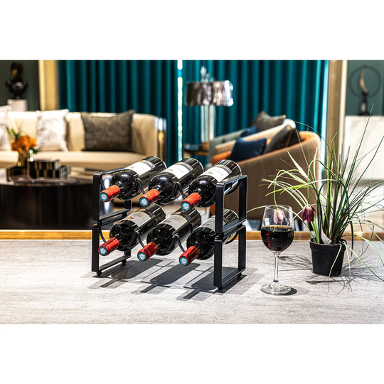 Rizal 6 Bottle Floor Wine Bottle Rack in Black