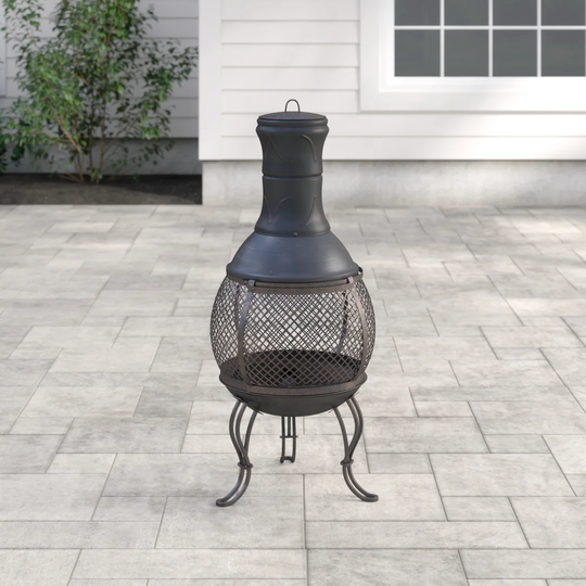 Cordoba Pot Belly Steel Chimenea with Central Mesh Screen