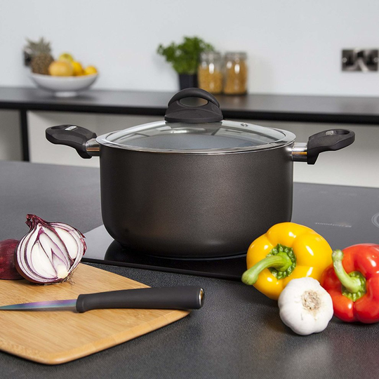 Tower T80304 Cerasure Casserole Dish with Lid 24 cm, Non Stick and Easy Clean, Graphite