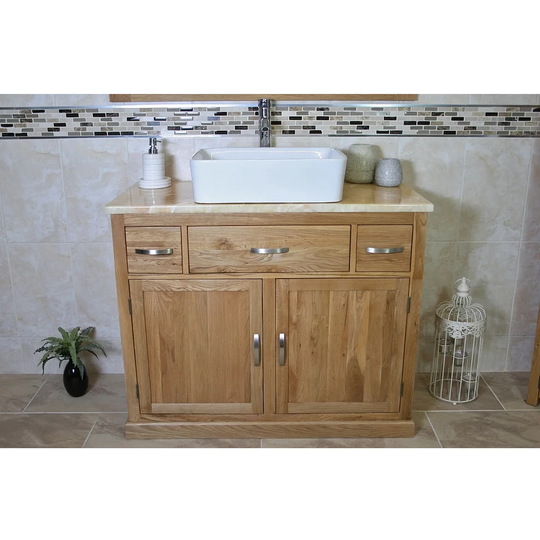 Lorenzo Solid Oak 1000mm Free-Standing Vanity Unit