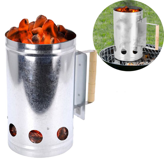 GEEZY Barbecue Quick Chimney Starter BBQ Charcoal Metal Grill Burner Food Lighter Coal