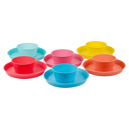 Roseline 6 PCS Colorful Plastic Plates Set