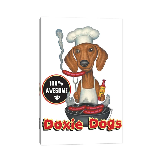 Dachshund Grilling Hotdogs