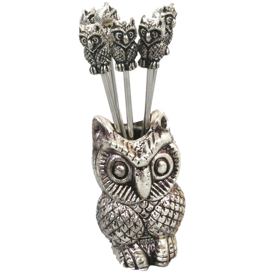 7 Piece Owl Olive Picks Utensil Set