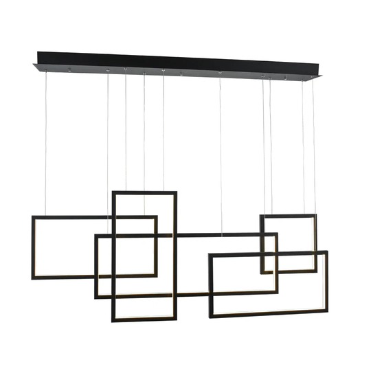 Quadratus 1 - Light Kitchen Island Rectangle LED Pendant with Acrylic Accents