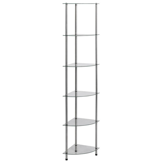 vidaXL 6-Tier Shelf Transparent Tempered Glass Display Storage Rack Shelving
