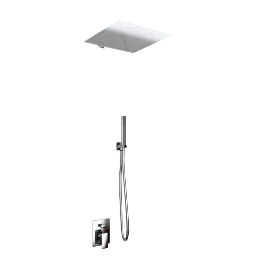 Shower Kit 2 Ways Shower Head Stainless Steel Slim 2 Mm + Shower Arm + Water Connection + Hose + Shower Head 40X40 Cm With Wall Arm