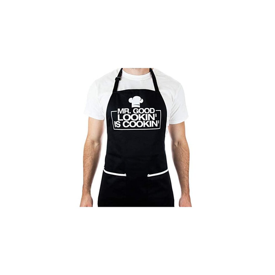 Funny Apron for Men - Mr. Good Looking is Cooking - BBQ Grill Apron for a Husband, Dad, Boyfriend or any Friend that Cooks Like a Master Chef by