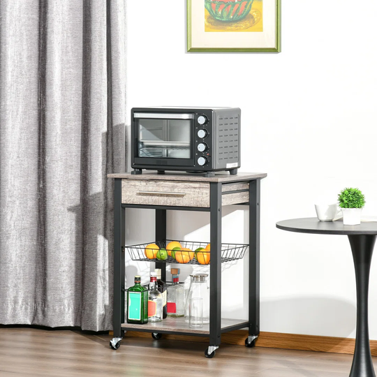Sonali 60 Cm Iron Kitchen Trolley with Locking Wheels