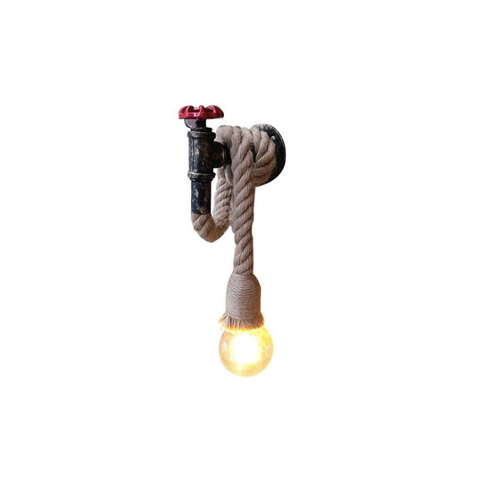 Hemp Rope Wall Light Faucet Wall Lamp Retro Industrial Wall Sconce for Bedroom Cafe Bar Office