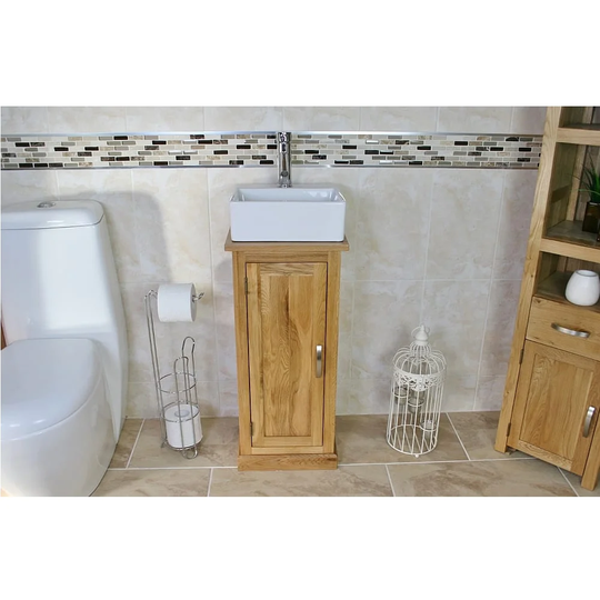 Cram Compact Solid Oak 350mm Free-Standing Vanity Unit