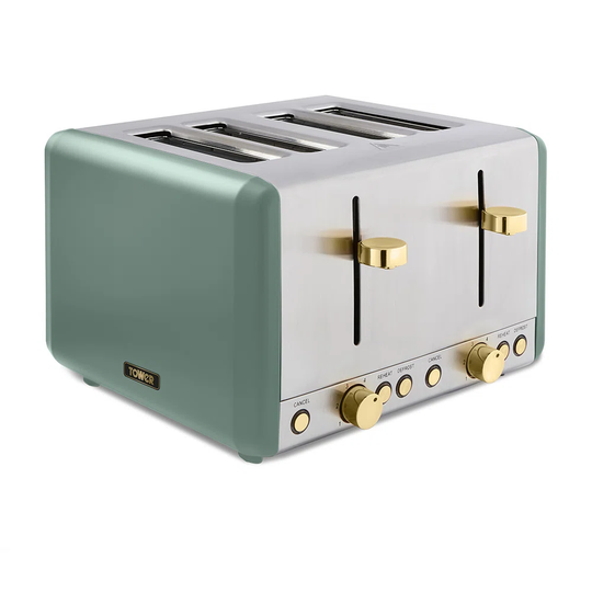 Tower T20051JDE Cavaletto 4-Slice Toaster With Defrost/Reheat, Stainless Steel, 1800W