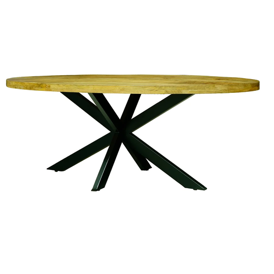 Mckinney 200Cm Oval Dining Table Saw Finish Mango Wood