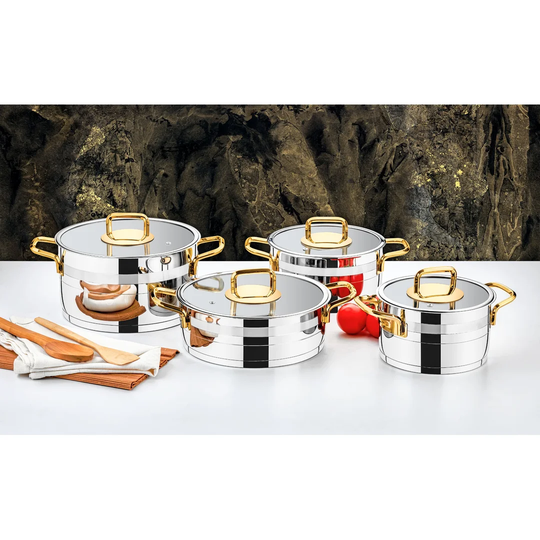 Belfry Kitchen Gus Series 8 Pieces Stainless Steel (18/10) Cookware Set