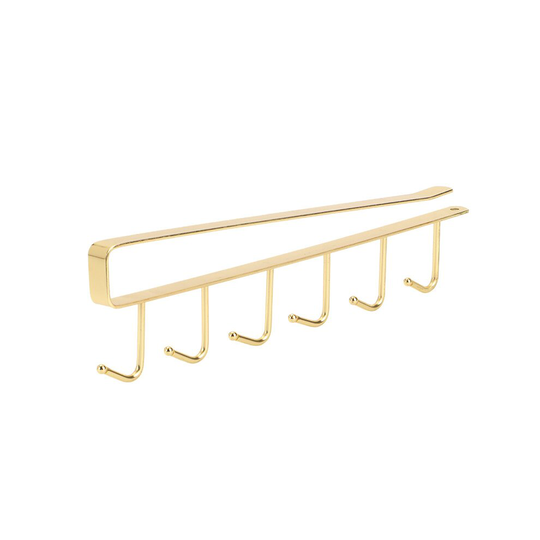 6 Hooks Wall Mount Cupboard Hanging Hook Cup Storage Rack - gold