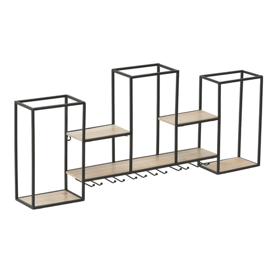 Grunewald 10 Bottle Wall Mounted Wine Bottle Rack in Black/Brown